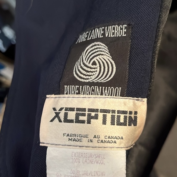 Vintage Xception wool trench women’s 13 14 navy detaching faux fur collar flaw - Picture 11 of 16